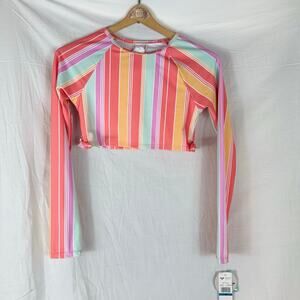 NWT Roxy Striped Swim Shirt Rash Guard Size 16 RWSHK12S